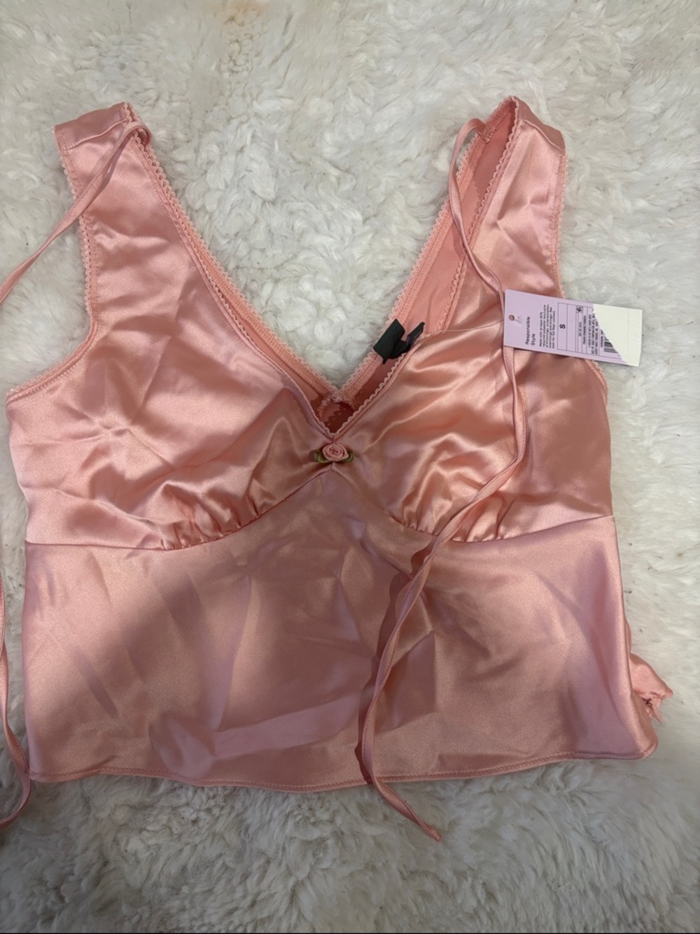 wild fable Satin Blush Pink V-Neck Chemise Top